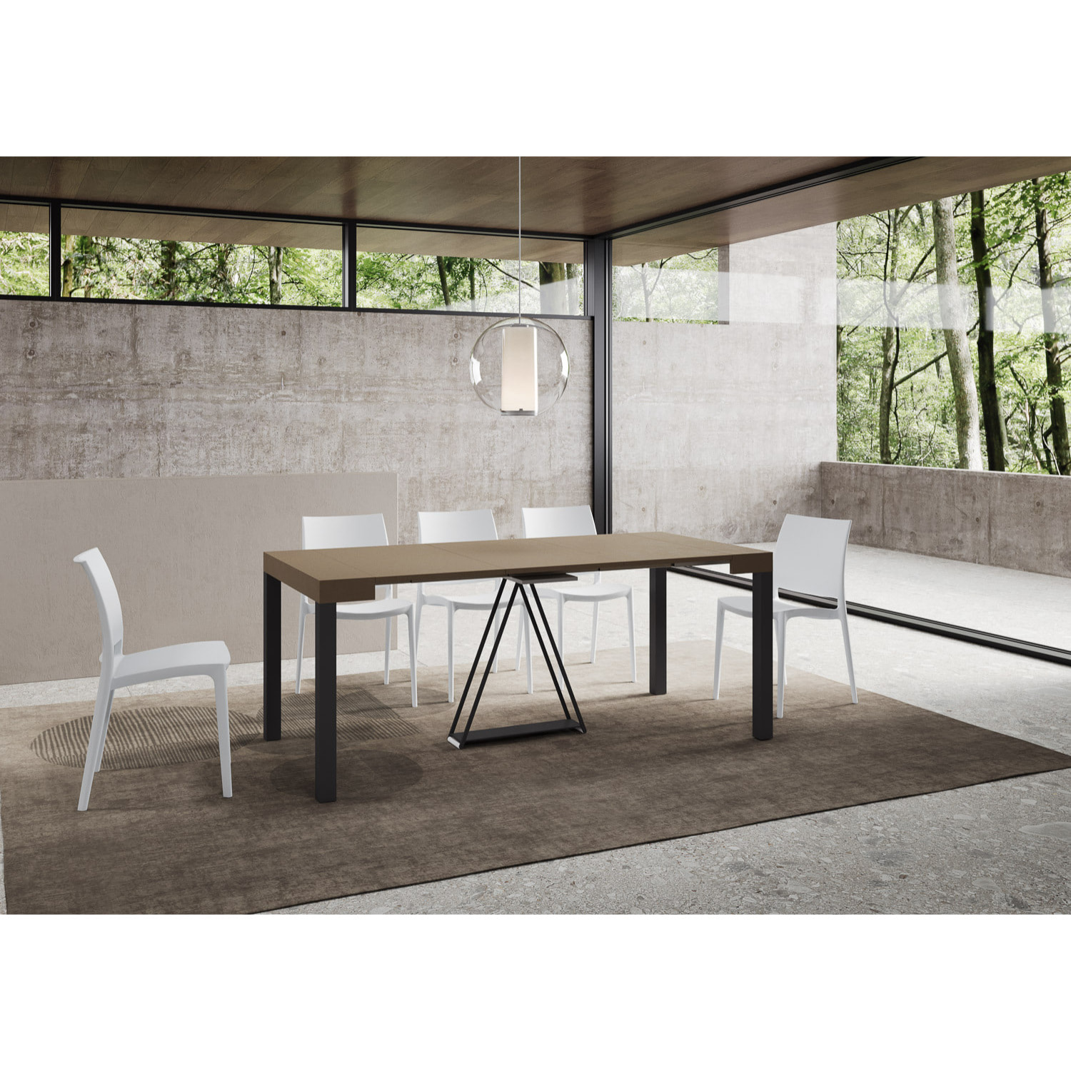 Console extensible 90x40/300 cm Tiris taupe cadre anthracite