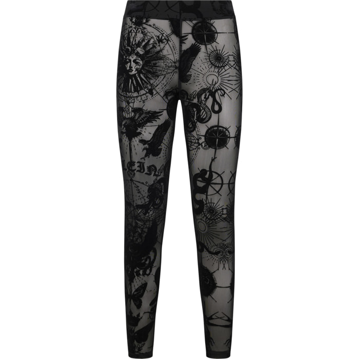 PHILIPP PLEIN Tulle Leggings Flock Butterfly Tattoo