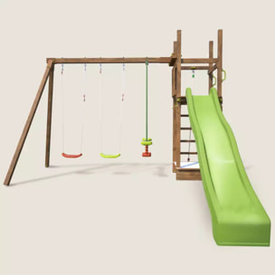 Aire de jeux pour enfant avec portique et mur d'escalade - HAPPY Swing & Climbing 150