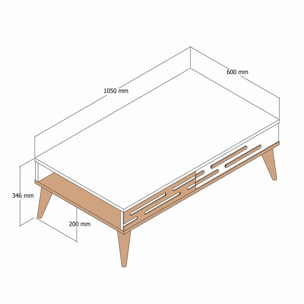 Tavolino da salotto Dpiacent, Tavolo basso da caffè, Portariviste per divano, Ripiano da soggiorno, 105x35h60 cm, Noce e Antracite