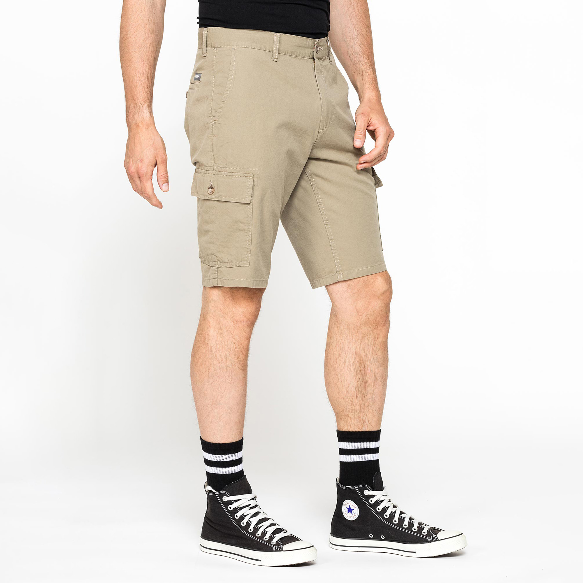 BERMUDA CARGO IN GABARDINA LEGGERA CON TASCONI