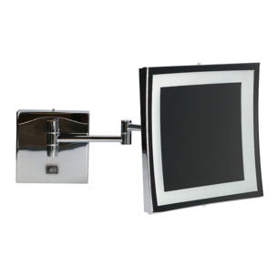 LEDS C4 Espejo de Aumento para Maquillaje con Luz LED. Espejo Retroiluminado para Baño con Brazo Extendible y Ajustable. Cromo