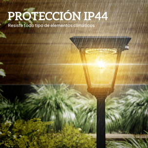 Farola Solar Exterior Luz Solar Exterior Jardín de Aluminio y Vidrio con Panel Solar Luces LED Encendido y Apagado Automático Sensor de Movimiento Impermeable IP44 para Terraza 26x24x220 cm