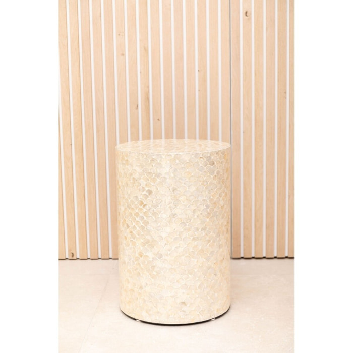 POUF BLANC NACRE 33X33X48CM