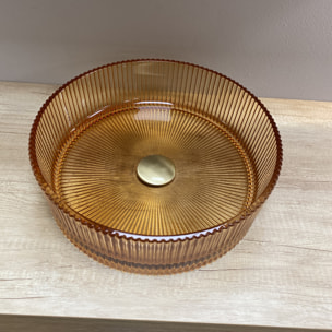 Conjunto de Baño Glass | 100 cm Nature | Dos Cajones | Lavabo de Vidrio Xampagne | No incluye Espejo | Mueble Montado | Alday