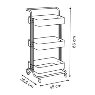 Desserte Color edition 3 niveaux 45x36,5x86cm marron
