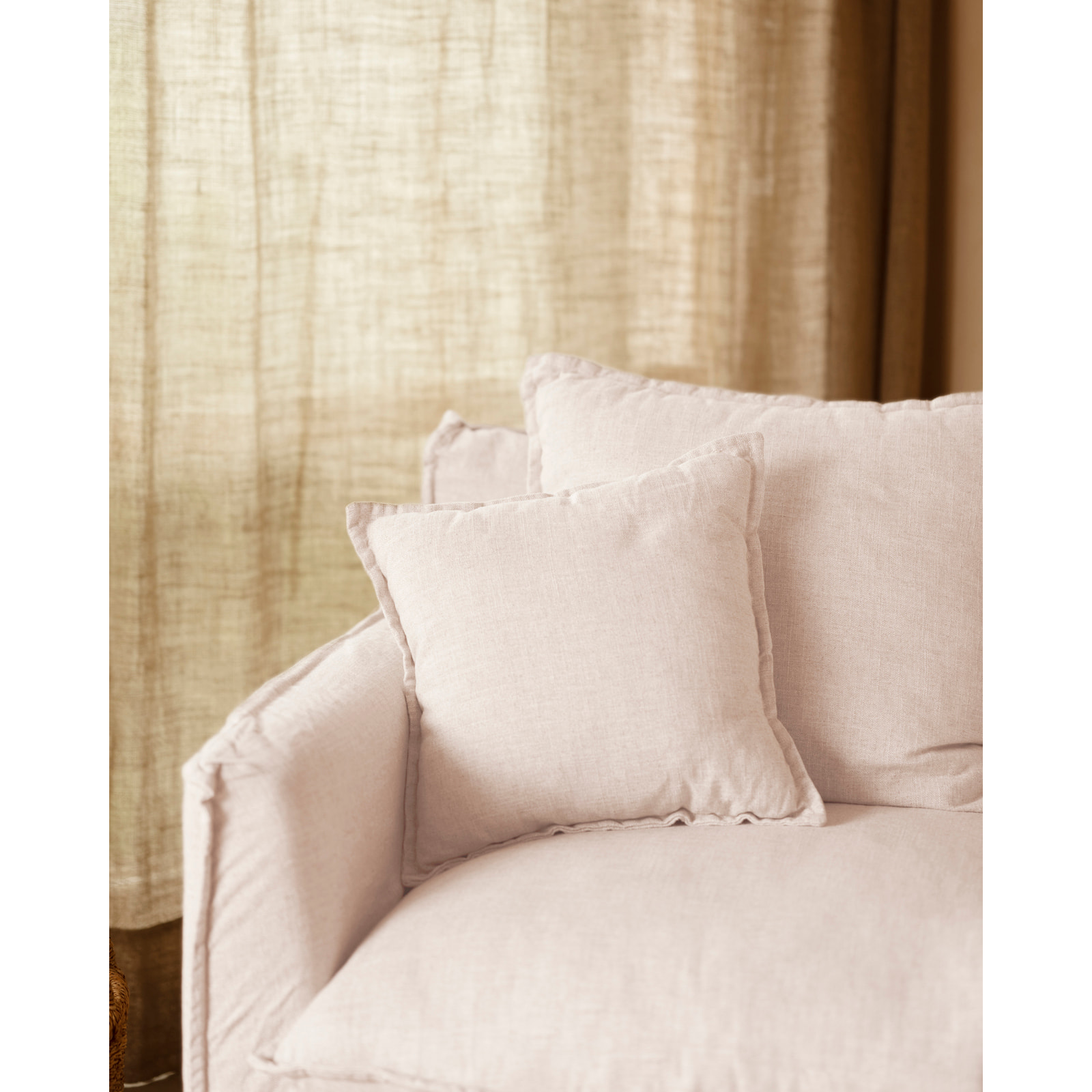 Fauteuil en coton et lin déhoussable ton blanc de 98x90cm Hauteur: 81 Longueur: 98 Largeur: 90
