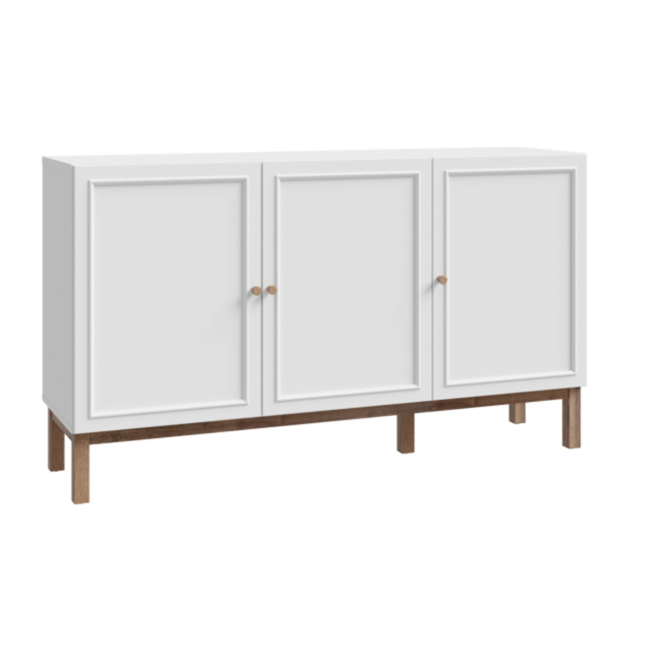 Buffet décor chêne et gris clair 150 cm 3 portes 1 tiroir - PENNY