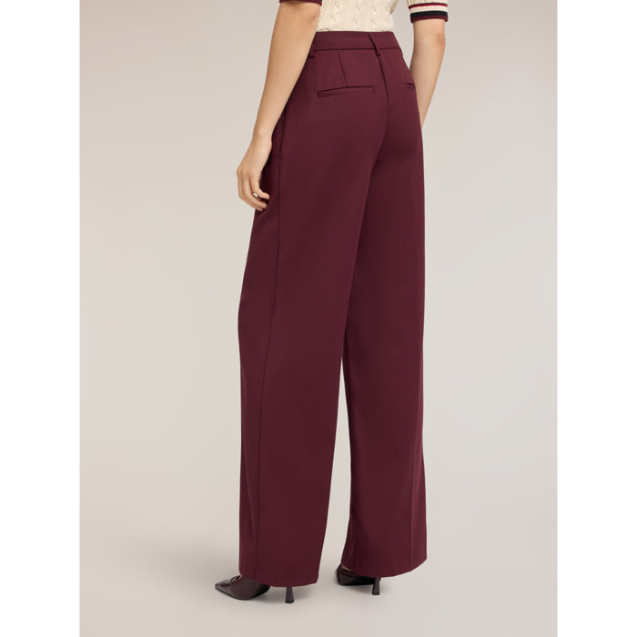 Motivi - Pantalones palazzo con pliegue marcado - Burgundy