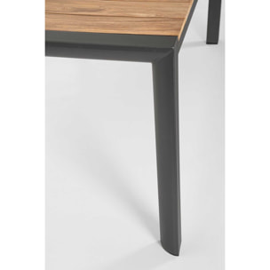 Tavolo da giardino CAMERON con piano in teak e struttura in alluminio antracite, 180×90 cm