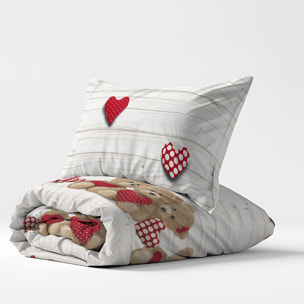 Parure copripiumno orsetti rosso 100% cotone