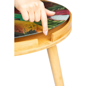 Tavolino Excelsa Havana in bambù e vetro 48x48x44 cm multicolore