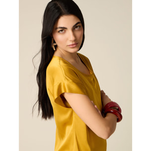 Oltre - Blusa de satén de viscosa - Amarillo