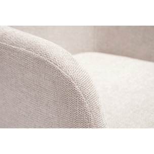 Chaise pivotante 360° en tissu effet velours texturé beige et métal noir AMIKA