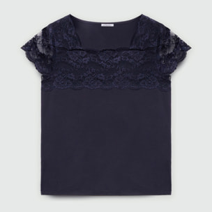 Fiorella Rubino - Camiseta con encaje - Azul