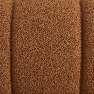 Fauteuil relax pieds arrondis en bois et tissu bouclette camel