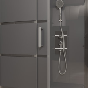 Cabine de douche carrée 90x90x215cm - grise avec bande dépoli - SILVERY STRIPE SQUARE