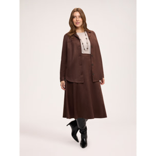 Fiorella Rubino - Gonna lunga soft touch svasata - Marrone