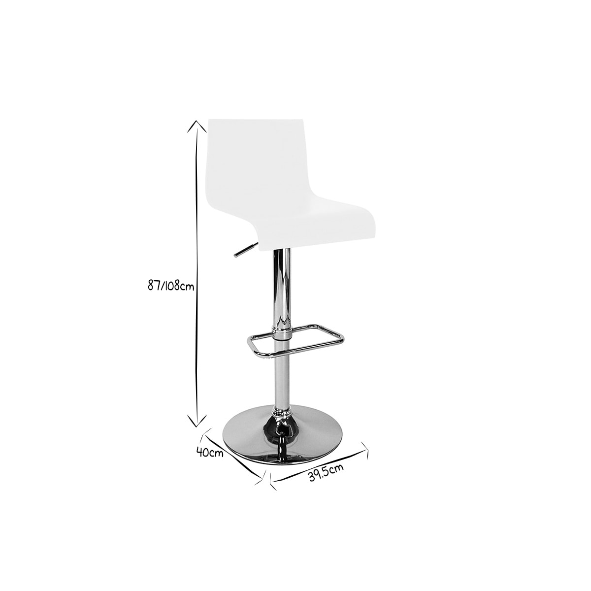 Tabouret de bar / cuisine noir moderne NEWSURF (lot de 2)