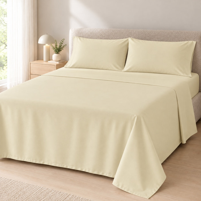 COMPLETO LENZUOLA PERCALLINO - BEIGE
