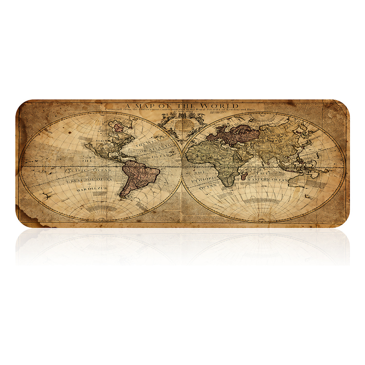 Tappetino per mouse da gioco XXL con design mappa del mondo. 79x29,5 cm