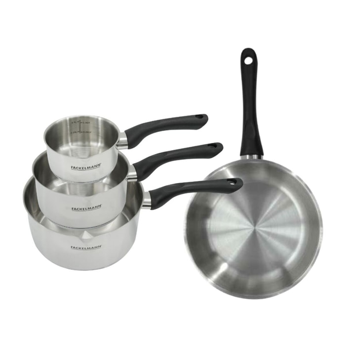 Set poêle et 3 casseroles en inox Fackelmann Geneva