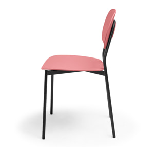 Fabriano - Set di 4 sedie di design in metallo e PP, stile moderno, colore elegante rosa