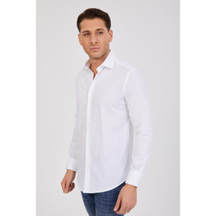Camicia Uomo 1 Bottone Francese Slim Oxford unito Bianco