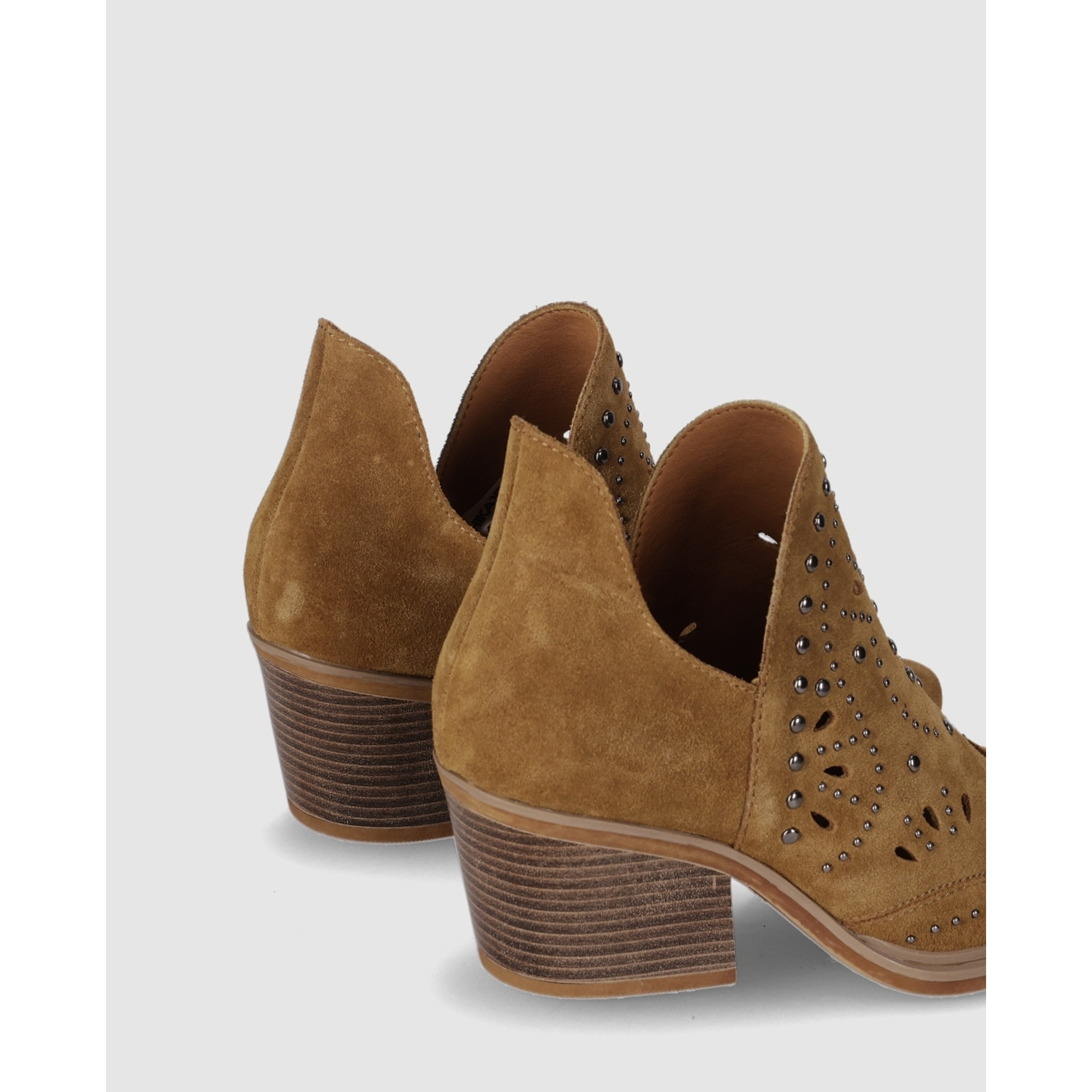 Botines de Serraje - Cuero - Tacón: 6 cm