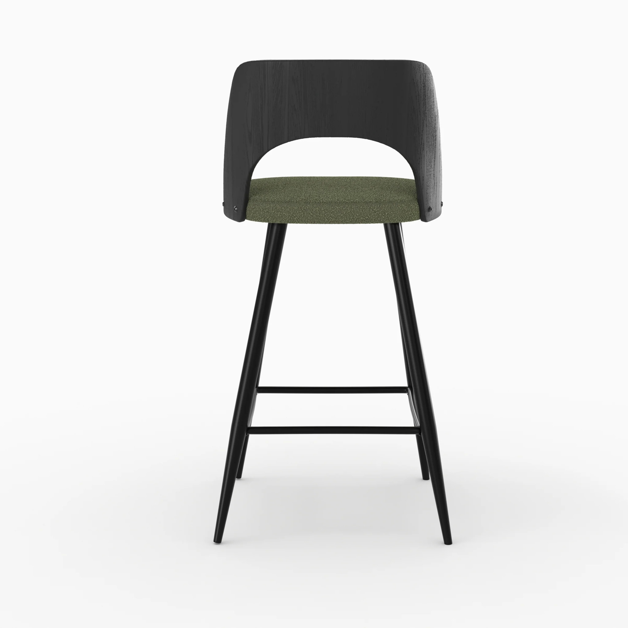 Lot de 2 chaises pour îlot central en tissu bouclé vert kaki 66 cm - Mindy