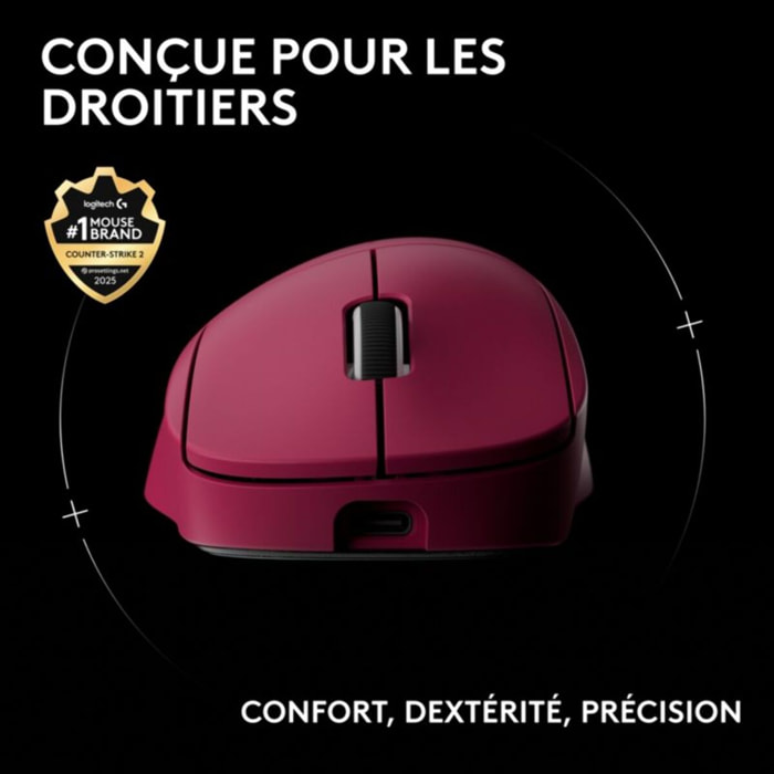Souris Gamer Sans Fil LOGITECH Pro X SUPERLIGHT 2 DEX LIGHTSPEED ROSE