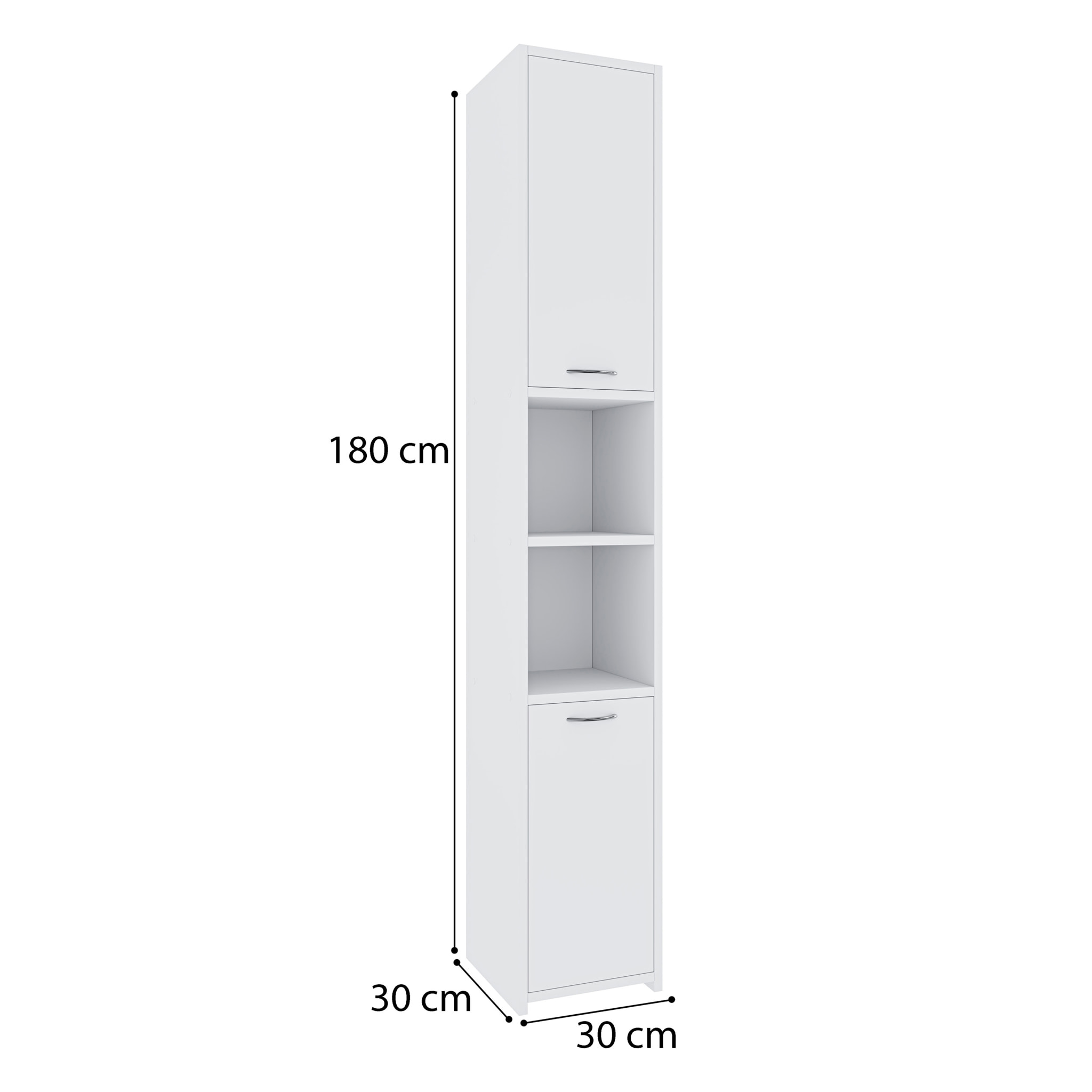 Armadio Armadietto Mobile Alto Bagno Multiuso Colonna 2 Ante 6 Ripiani Salvaspazio Mobiletto Asciugamani Ingresso Camera Letto 180x30x30 Cm Bianco