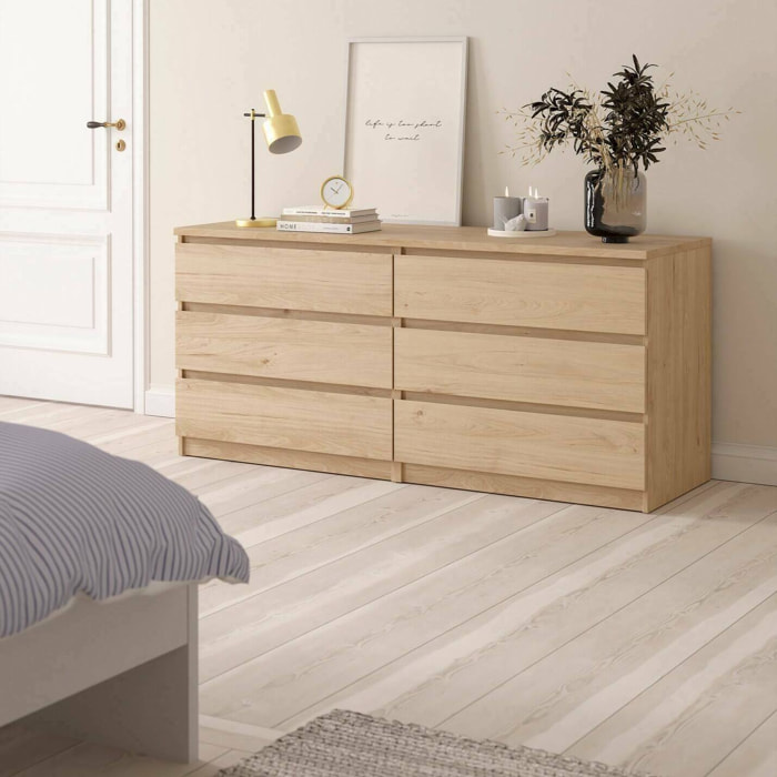 Credenza Abacadabra, Buffet da soggiorno, Madia da salotto, Dispensa da cucina, 154x50 h70 cm, Rovere