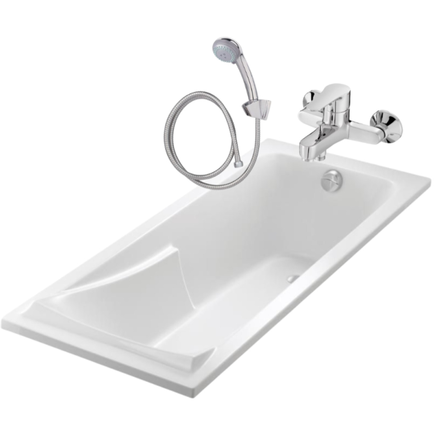 Pack baignoire droite 160 x 70 cm Corvette + mitigeur + barre + pommeau