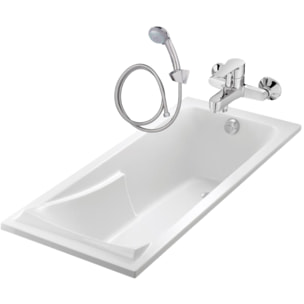 Pack baignoire droite 160 x 70 cm Corvette + mitigeur + barre + pommeau