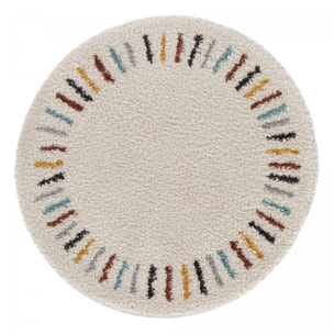 Tapis salon RADI 3 Beige 160x160 rond en polypropylène doux et soyeux