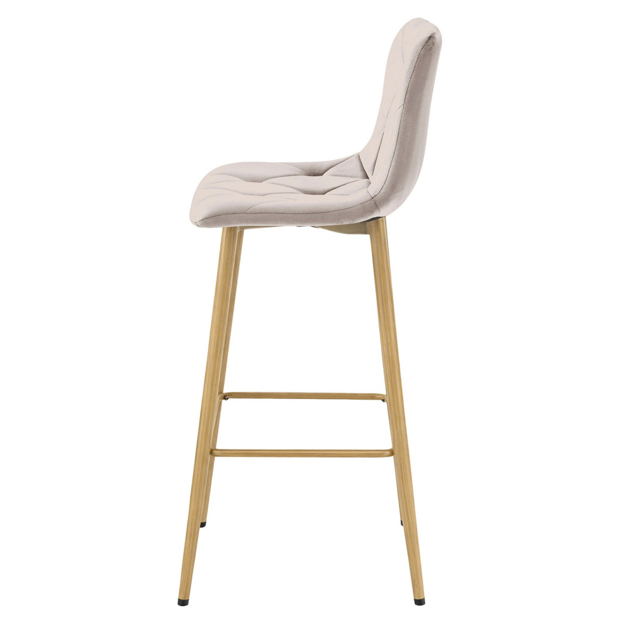 Sgabello alto Nado in velluto beige scuro con gambe in metallo