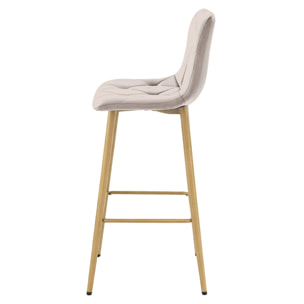 Sgabello alto Nado in velluto beige scuro con gambe in metallo