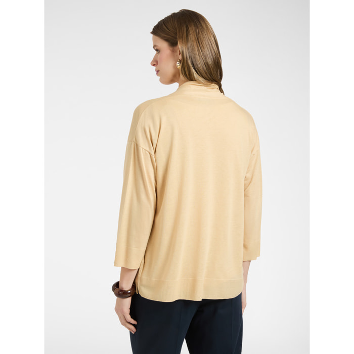 Elena Mirò - T-shirt relaxed fit aperta davanti - Beige
