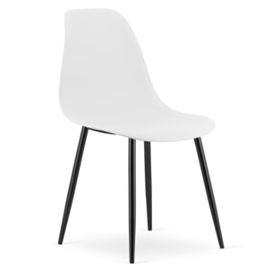 Sedia scandinava WAT bianca con gambe in metallo nero