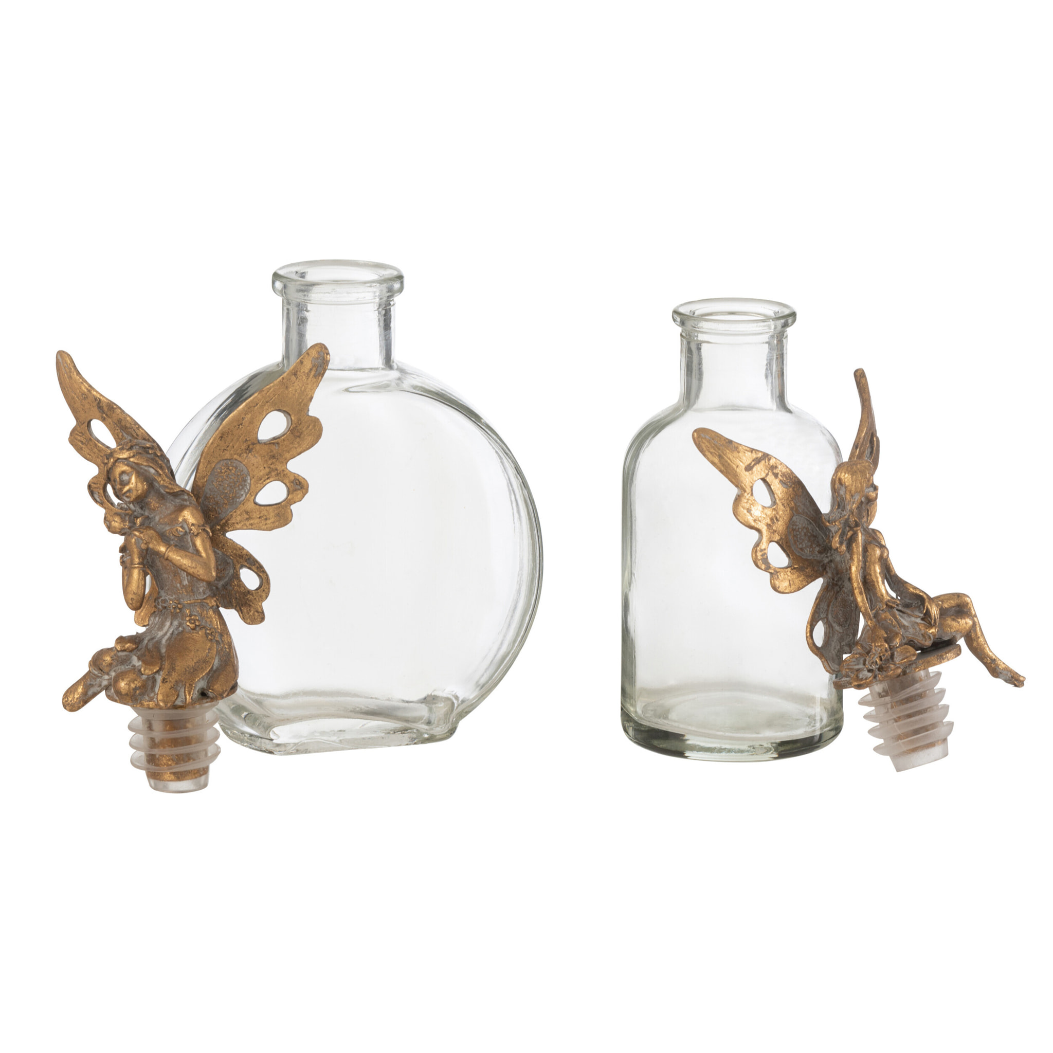 J-Line décoration Bouteilles Fairy - métal/verre - or - 2 pcs