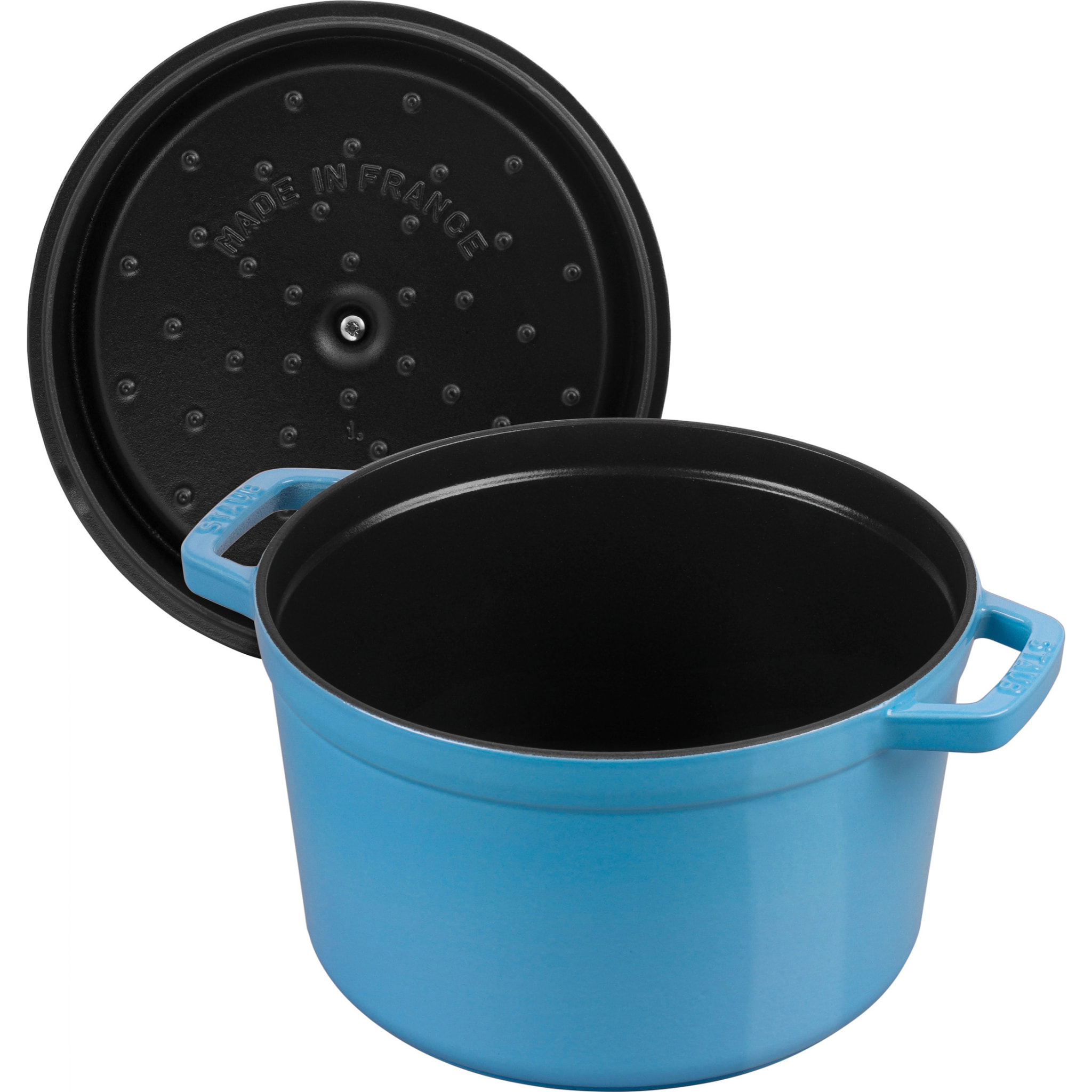 Cocotte en fonte 24 cm, Rond(e), Bleu Glacier