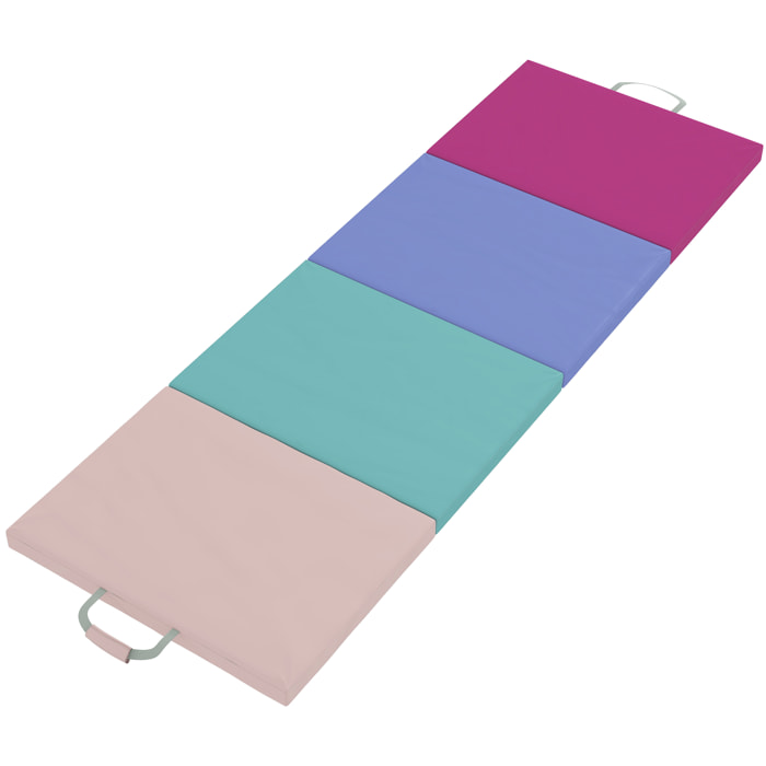 Colchoneta Gimnasia Plegable de Grosor de 5 cm, Tapete de Ejercicio con Asas de Transporte, Bolsa, Esterilla de Gimnasia para Yoga, Aeróbic, Artes Marciales, Multicolor