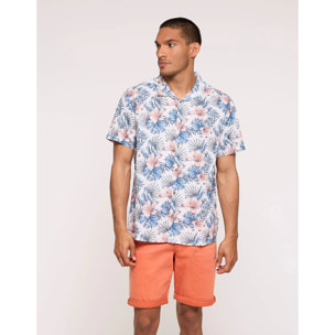 Camisa Flores Manga Corta Blanco - Bikor