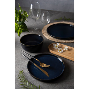 Service 12 assiettes Excelsa Nothern Blue, stoneware, bleu