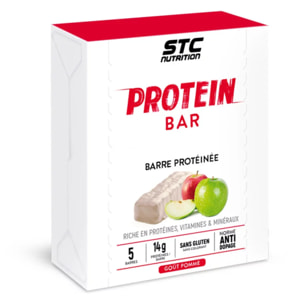 STC NUTRITION - Protein Bar - Barre protéinée enrichie en vitamines & minéraux - Maintien de la masse musculaire - 14g de protéines par barre - Goût fruits rouges - Etui de 5 barres - Pomme