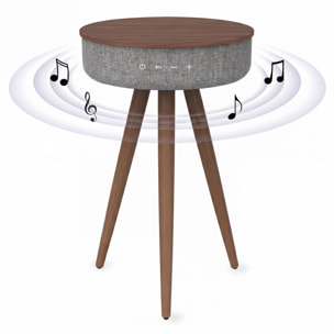 Mesa auxiliar altavoz portátil con sonido de 30W, Bluetooth, base de carga inalámbrica, batería de 2200mAh. Mesilla o mesita para dormitorio o sala de estar - TD Systems SM30B11WR [Madera roble]