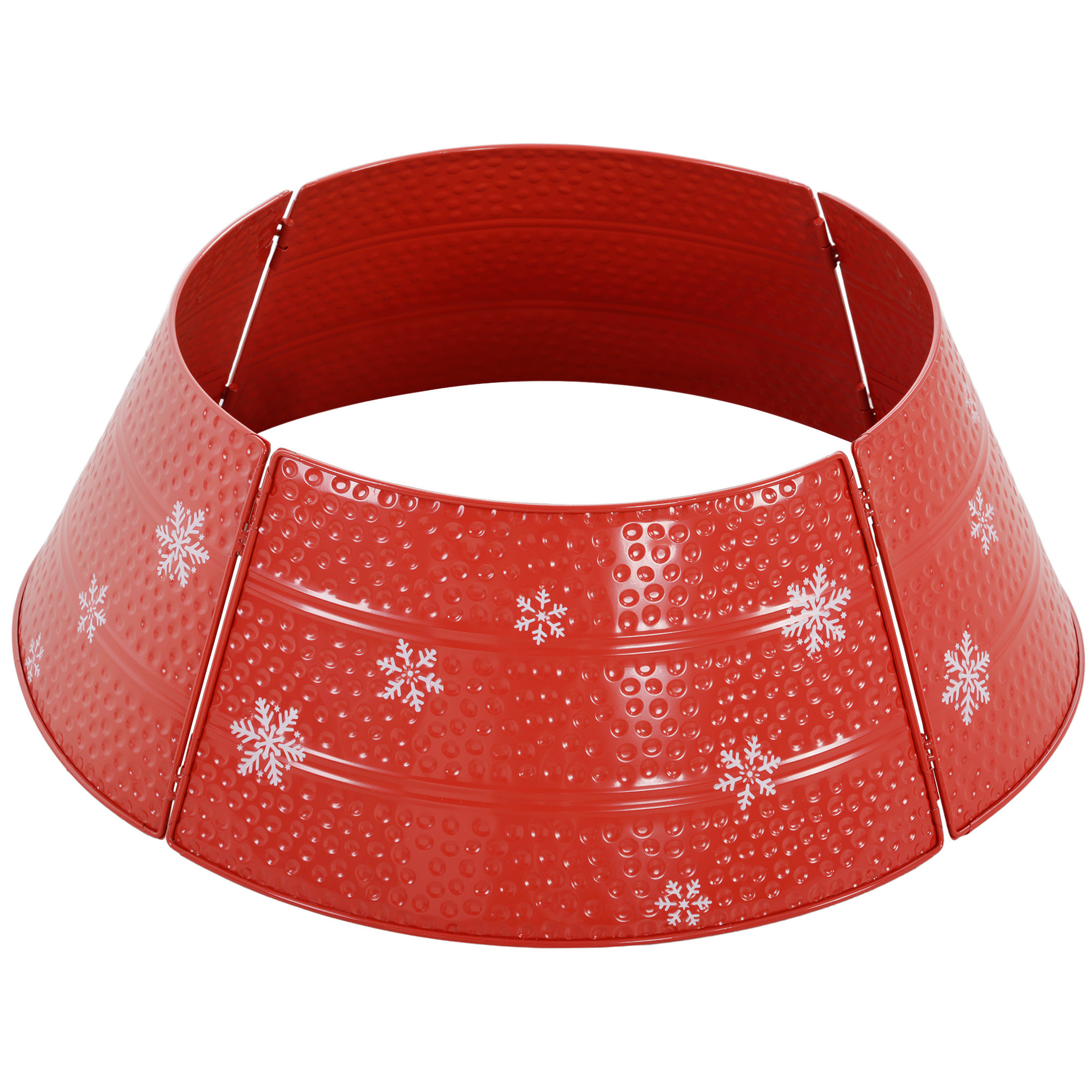 HOMCOM Collar para Árbol de Navidad, Falda para Árbol de Navidad de Metal, Impermeable, Decoración para Fiestas, Hogar, 66x66x23 cm, Rojo