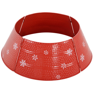 HOMCOM Collar para Árbol de Navidad, Falda para Árbol de Navidad de Metal, Impermeable, Decoración para Fiestas, Hogar, 66x66x23 cm, Rojo