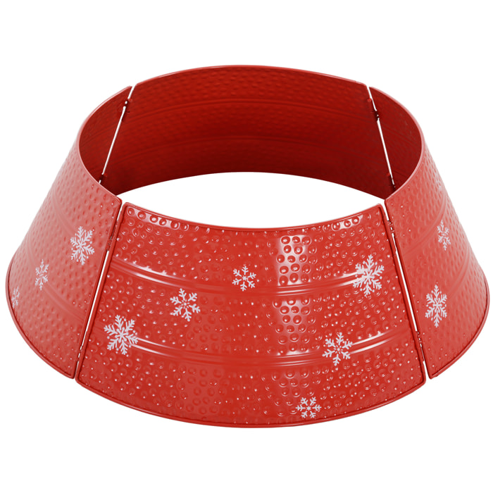 HOMCOM Collar para Árbol de Navidad, Falda para Árbol de Navidad de Metal, Impermeable, Decoración para Fiestas, Hogar, 66x66x23 cm, Rojo